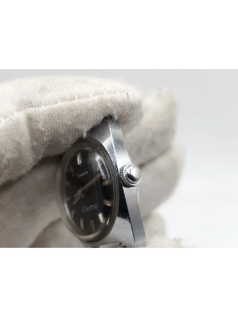 Vintage Timex Electric Women Watch For Parts Or Repair Black Dial 24mm